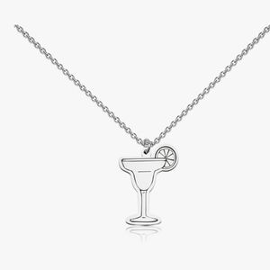🍹Silver Margarita Cocktail Pendant Necklace